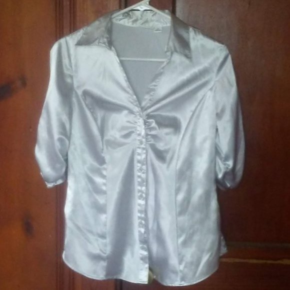 Cato White Fitted Button Down Blouse Sz 
